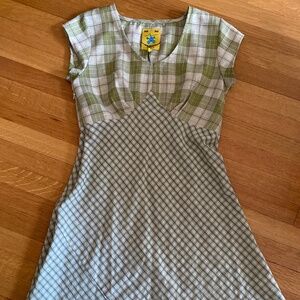 UNIF Green and Gray Plaid Mini Dress